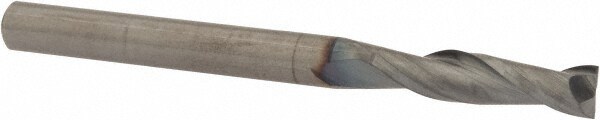 Square End Mill: 1/8'' Dia, 1/2'' LOC, 1/8'' Shank Dia, 1-1/2'' OAL, 2 Flutes, Solid Carbide