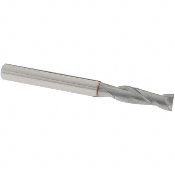 Square End Mill: 3/16'' Dia, 5/8'' LOC, 3/16'' Shank Dia, 2'' OAL, 2 Flutes, Solid Carbide