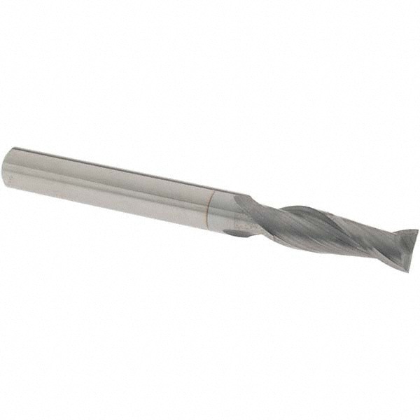 Square End Mill: 1/4'' Dia, 3/4'' LOC, 1/4'' Shank Dia, 2-1/2'' OAL, 2 Flutes, Solid Carbide