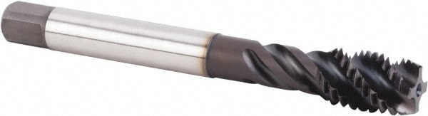 Spiral Flute Tap: M14x2.00 Metric, 4 Flutes, Modified Bottoming, 6HX Class of Fit, Powdered Metal, TiN/CrC/C Coated