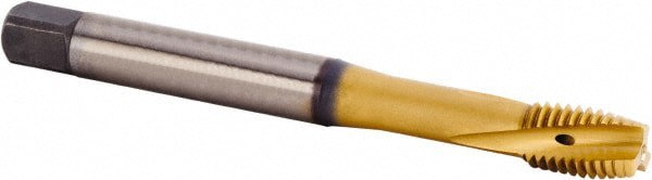 Spiral Flute Tap: M10x1.50 Metric, 3 Flutes, Plug, 6HX Class of Fit, Powdered Metal, TiCN/TiN Coated