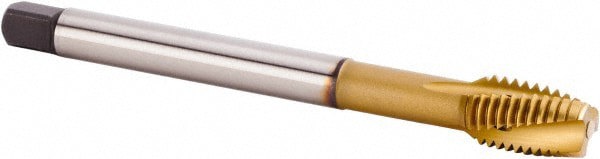Spiral Flute Tap: M18x2.50 Metric, 4 Flutes, Plug, 6HX Class of Fit, Powdered Metal, TiCN/TiN Coated