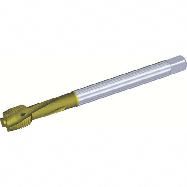 Spiral Flute Tap: M10x1.25 Metric Fine, 3 Flutes, Plug, 6HX Class of Fit, Powdered Metal, TiCN/TiN Coated
