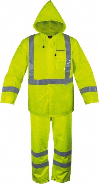 Suit with Pants: Size 3XL, ANSI 107-2010 Class 3, Level 2, High-Visibility Lime, Polyester