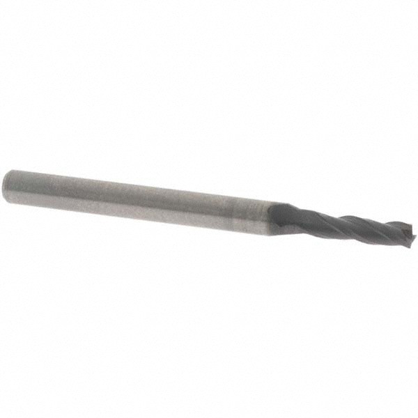 Square End Mill: 3/32'' Dia, 5/16'' LOC, 1/8'' Shank Dia, 1-1/2'' OAL, 3 Flutes, Solid Carbide