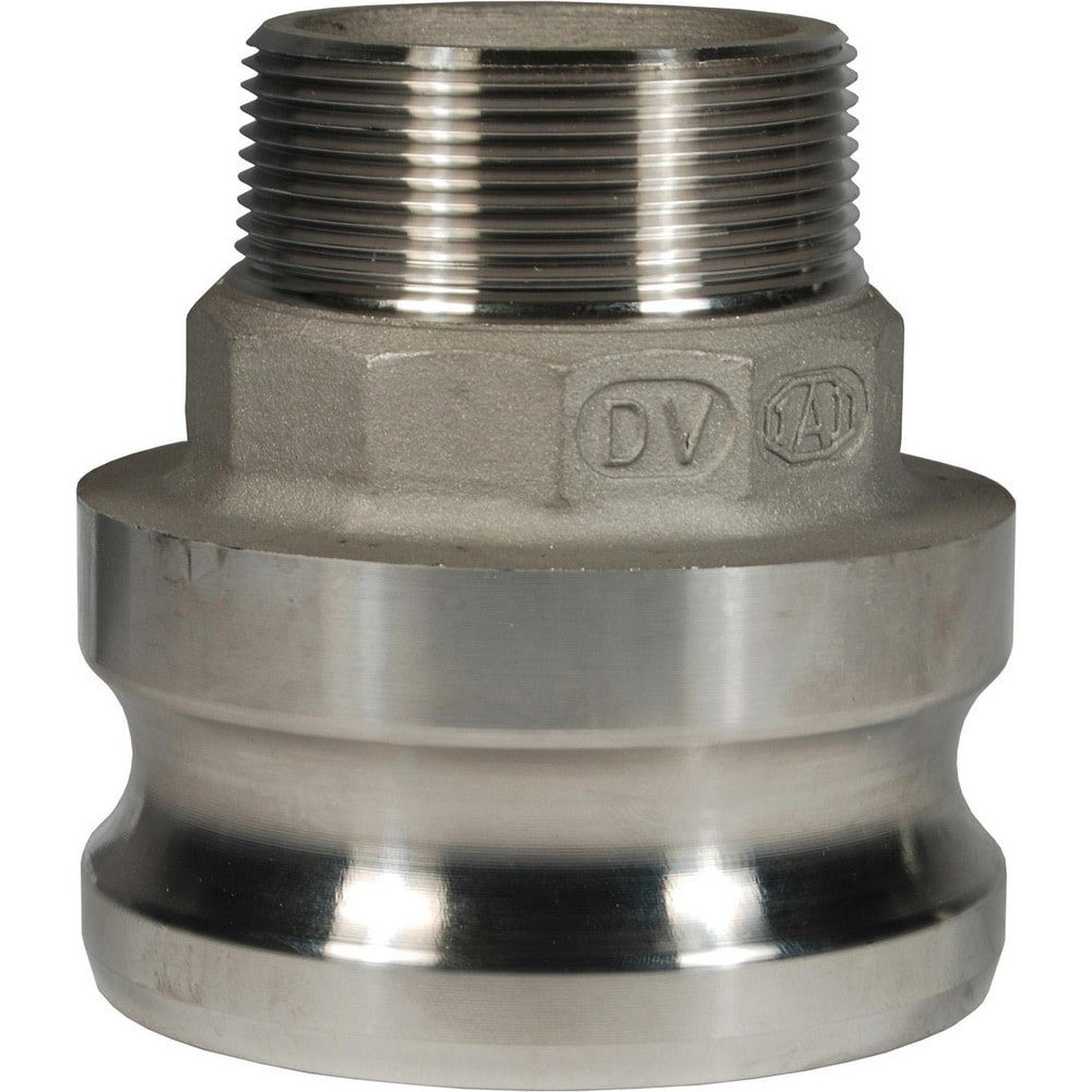 Suction & Discharge Hose Couplings; Type: 4 x 3 Type F Jump Size Adapter ; Coupling Type: Cam & Groove ; Coupling Descriptor: Jump Size Adapter x MNPT ; Material: Stainless Steel ; Coupler Size (Fractional Inch): 4 ; Thread Size: 3