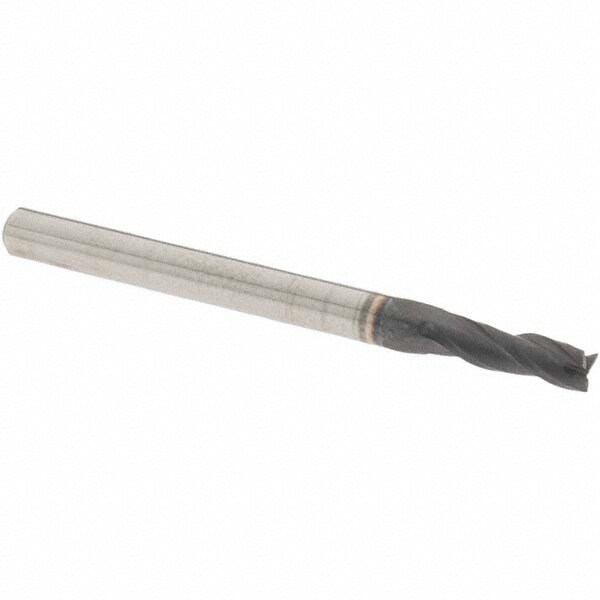 Square End Mill: 7/64'' Dia, 3/8'' LOC, 1/8'' Shank Dia, 1-1/2'' OAL, 3 Flutes, Solid Carbide