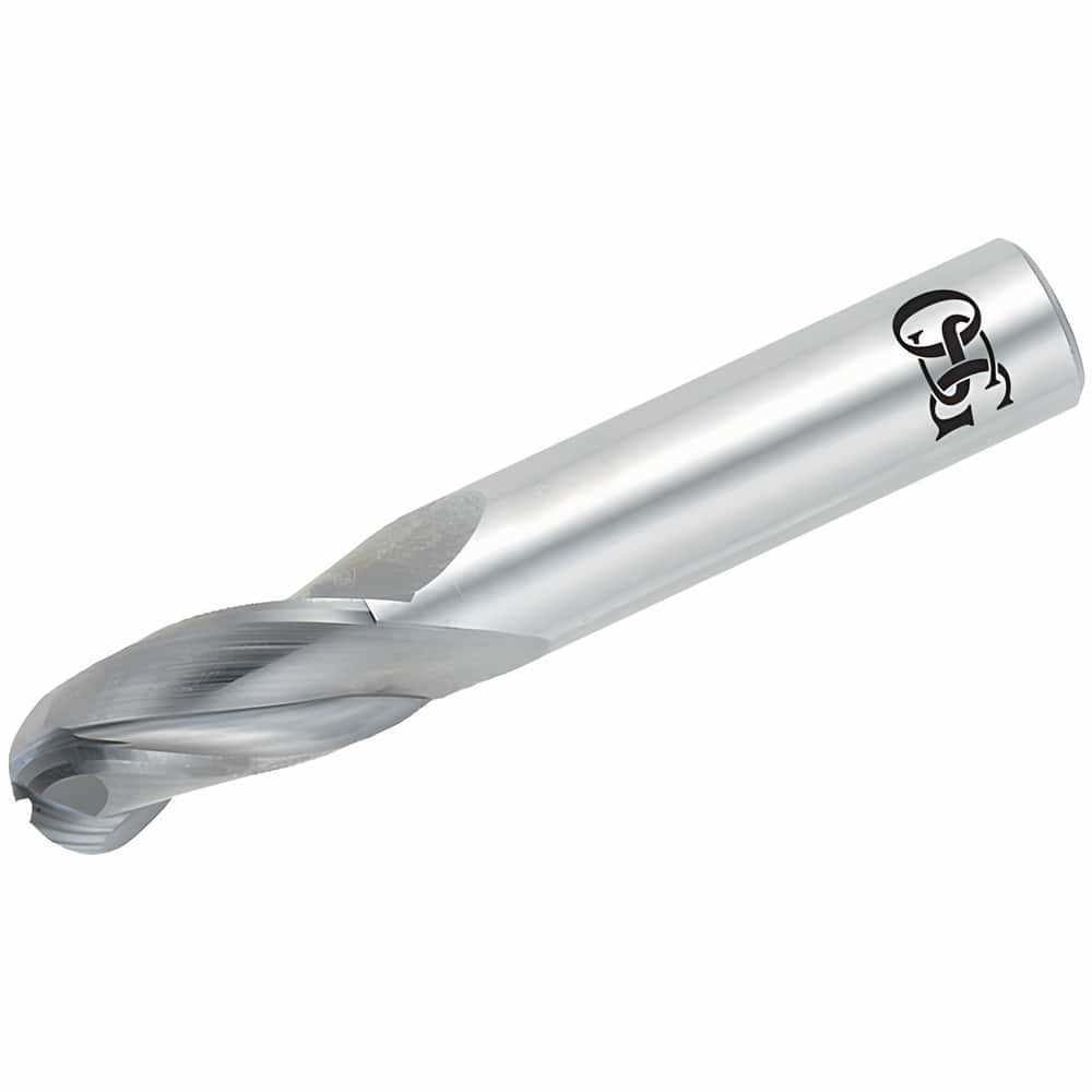 Ball End Mill: 3.00 mm Dia, 10.00 mm LOC, 3 Flute, Solid Carbide
