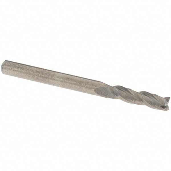 Square End Mill: 1/8'' Dia, 1/2'' LOC, 1/8'' Shank Dia, 1-1/2'' OAL, 3 Flutes, Solid Carbide