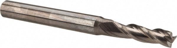 Square End Mill: 5/32'' Dia, 9/16'' LOC, 3/16'' Shank Dia, 2'' OAL, 3 Flutes, Solid Carbide