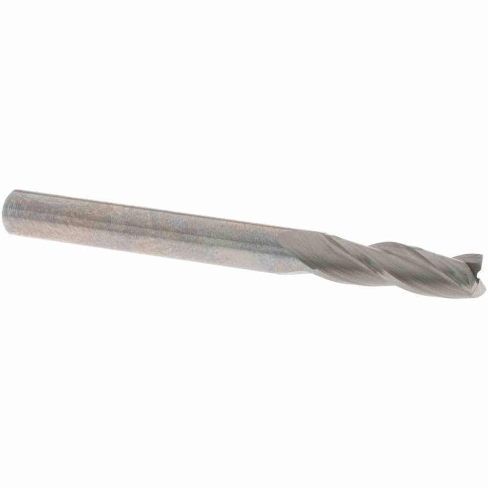 Square End Mill: 3/16'' Dia, 5/8'' LOC, 3/16'' Shank Dia, 2'' OAL, 3 Flutes, Solid Carbide