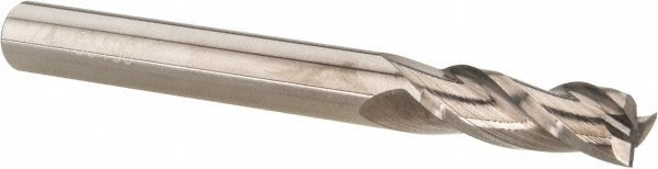 Square End Mill: 1/4'' Dia, 3/4'' LOC, 1/4'' Shank Dia, 2-1/2'' OAL, 3 Flutes, Solid Carbide