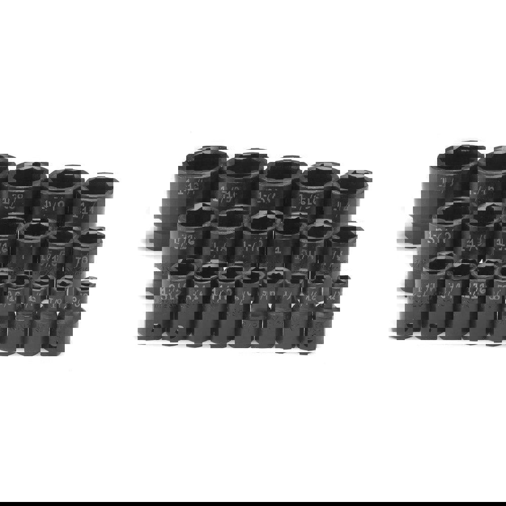 Impact Standard Socket Set: 19 Pc, 1/2