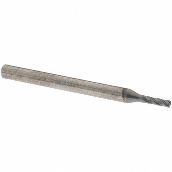Square End Mill: 1/16'' Dia, 3/16'' LOC, 1/8'' Shank Dia, 1-1/2'' OAL, 4 Flutes, Solid Carbide