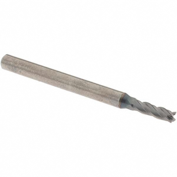 Square End Mill: 3/32'' Dia, 5/16'' LOC, 1/8'' Shank Dia, 1-1/2'' OAL, 4 Flutes, Solid Carbide