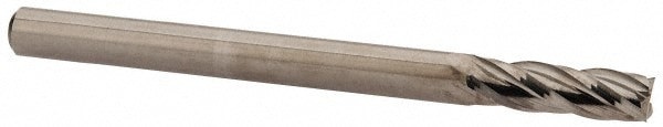 Square End Mill: 0.1181'' Dia, 0.3937'' LOC, 4 Flutes, Solid Carbide