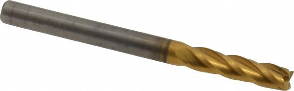 Square End Mill: 1/8'' Dia, 1/2'' LOC, 1/8'' Shank Dia, 1-1/2'' OAL, 4 Flutes, Solid Carbide