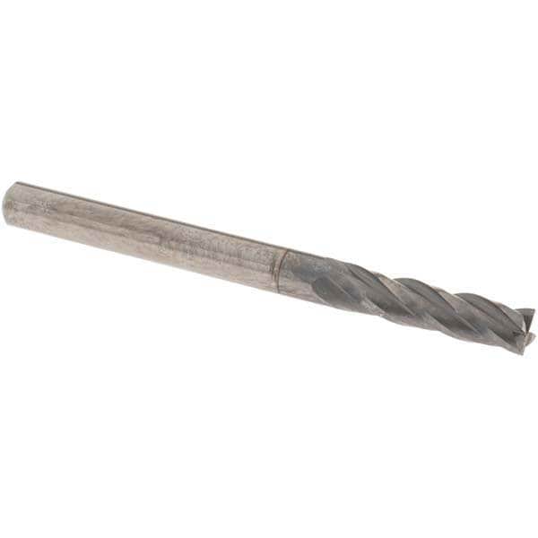 Square End Mill: 1/8'' Dia, 1/2'' LOC, 1/8'' Shank Dia, 1-1/2'' OAL, 4 Flutes, Solid Carbide