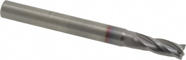 Square End Mill: 7/32'' Dia, 5/8'' LOC, 1/4'' Shank Dia, 2-1/2'' OAL, 4 Flutes, Solid Carbide