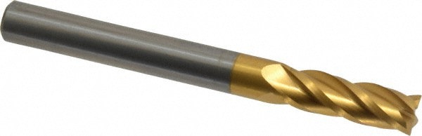 Square End Mill: 1/4'' Dia, 3/4'' LOC, 1/4'' Shank Dia, 2-1/2'' OAL, 4 Flutes, Solid Carbide