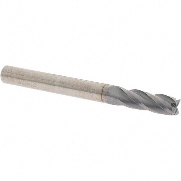 Square End Mill: 1/4'' Dia, 3/4'' LOC, 1/4'' Shank Dia, 2-1/2'' OAL, 4 Flutes, Solid Carbide