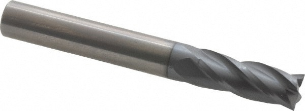 Square End Mill: 5/16'' Dia, 13/16'' LOC, 5/16'' Shank Dia, 2-1/2'' OAL, 4 Flutes, Solid Carbide