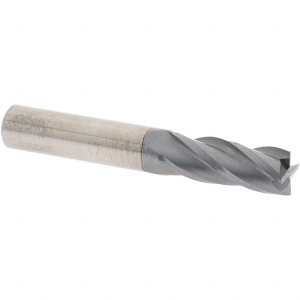 Square End Mill: 3/8'' Dia, 7/8'' LOC, 3/8'' Shank Dia, 2-1/2'' OAL, 4 Flutes, Solid Carbide