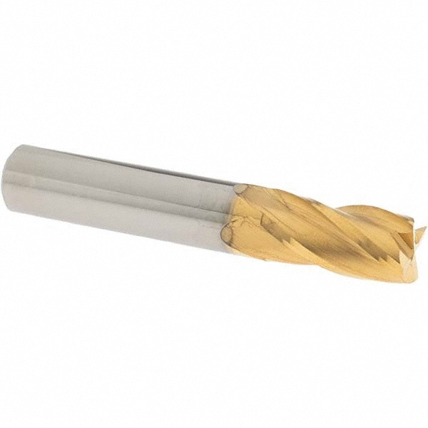 Square End Mill: 1/2'' Dia, 1'' LOC, 1/2'' Shank Dia, 3'' OAL, 4 Flutes, Solid Carbide