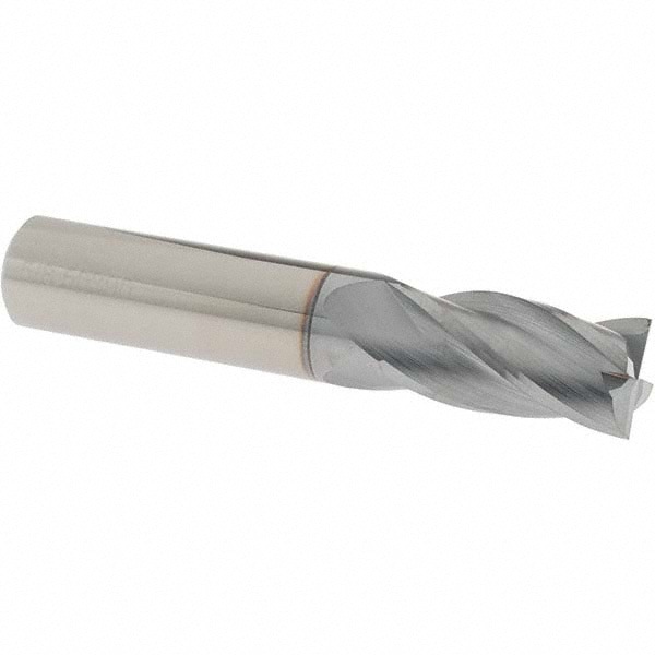 Square End Mill: 5/8'' Dia, 1-1/4'' LOC, 5/8'' Shank Dia, 3-1/2'' OAL, 4 Flutes, Solid Carbide