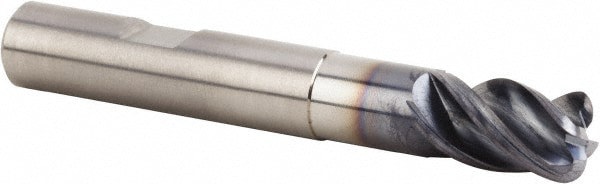 Corner Radius End Mill: 12 mm Dia, 18 mm LOC, 0.5 mm Radius, 4 Flutes, Solid Carbide
