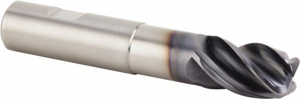 Corner Radius End Mill: 16 mm Dia, 24 mm LOC, 0.5 mm Radius, 4 Flutes, Solid Carbide