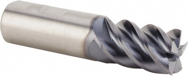 Square End Mill: 5/8'' Dia, 3/4'' LOC, 5/8'' Shank Dia, 3'' OAL, 5 Flutes, Solid Carbide