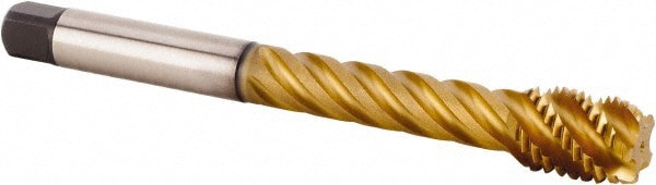 Spiral Flute Tap: M24x3.00 Metric, 5 Flutes, Modified Bottoming, 6HX Class of Fit, Powdered Metal, TiCN/TiN Coated