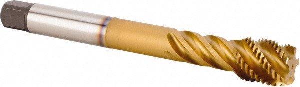 Spiral Flute Tap: M36x4.00 Metric, 5 Flutes, Modified Bottoming, 6HX Class of Fit, Powdered Metal, TiCN/TiN Coated
