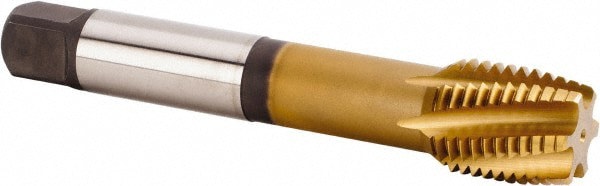 Spiral Flute Tap: M33x3.50 Metric, 5 Flutes, Plug, 6HX Class of Fit, Powdered Metal, TiCN/TiN Coated
