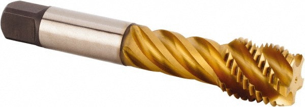 Spiral Flute Tap: M42x4.50 Metric, 5 Flutes, Modified Bottoming, 6HX Class of Fit, Powdered Metal, TiCN/TiN Coated