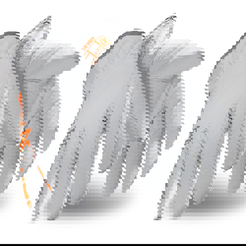 Cut & Puncture Resistant Gloves; Glove Type: Cut & Puncture-Resistant ; ANSI/ISEA Cut Resistance Level: A7 ; Primary Material: Leather ; Lining Material: HPPE; Steel ; Color: White ; FDA Approved: No