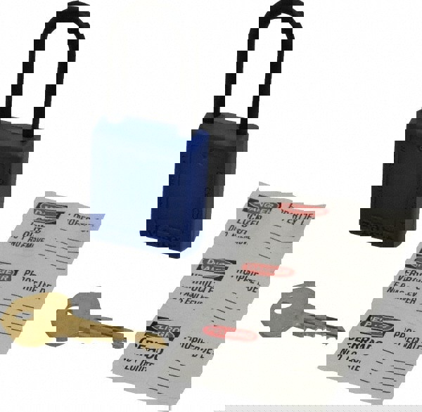 Lockout Padlock: Keyed Alike, Thermoplastic, Plastic Shackle, Blue