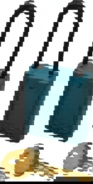 Lockout Padlock: Keyed Alike, Thermoplastic, Plastic Shackle, Teal
