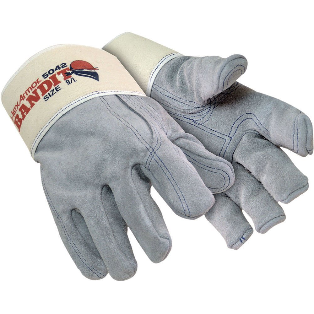Cut & Puncture-Resistant & Impact-Resistant Gloves: Size Small, ANSI Puncture 2, HPPE Lined, Leather & HPPE