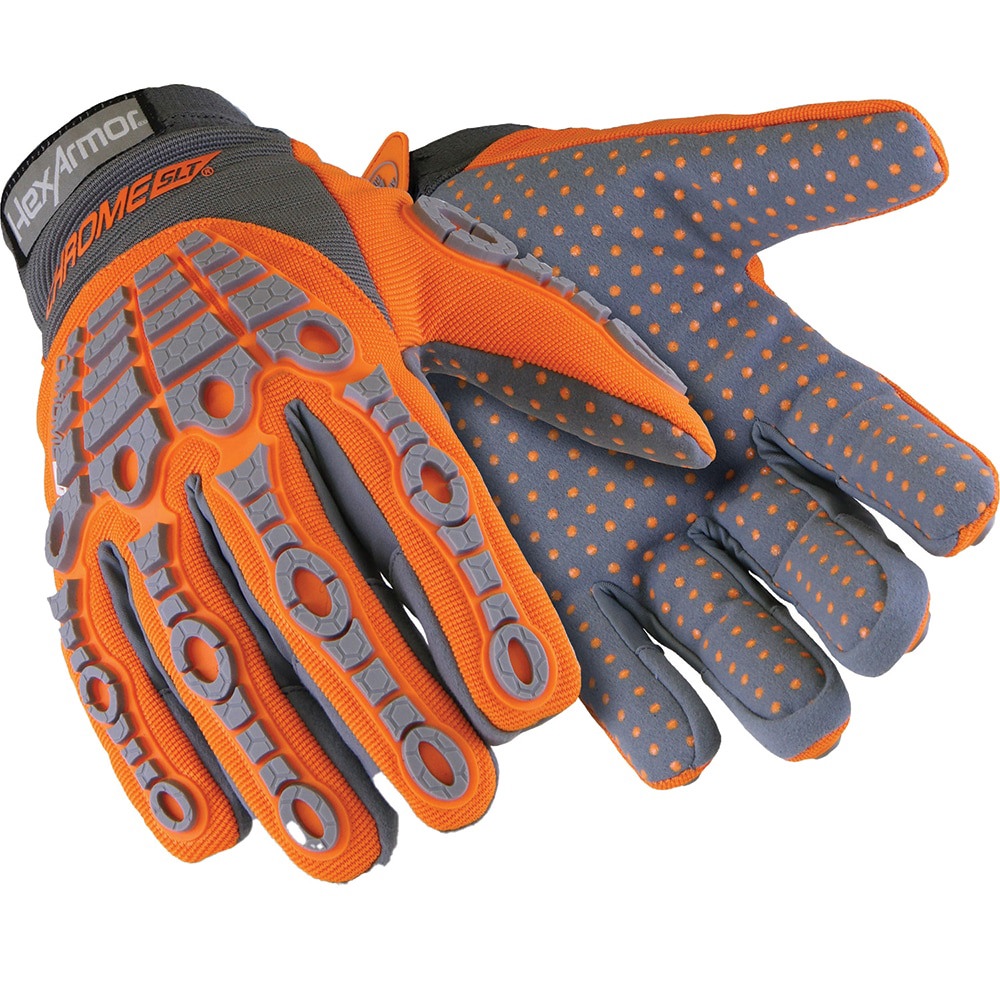 Cut & Puncture-Resistant & Impact-Resistant Gloves: Size 2X-Large, ANSI Puncture 2, HPPE Lined, Leather & HPPE