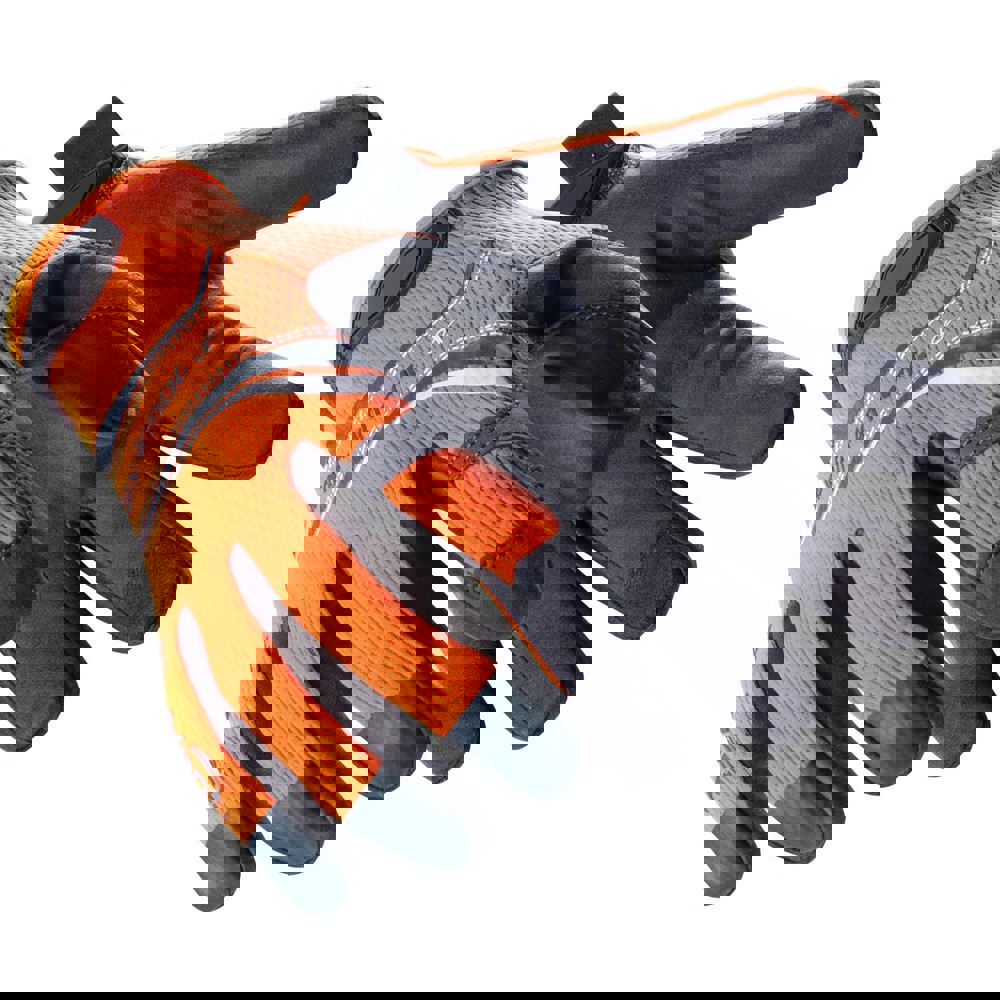 Cut & Puncture Resistant Gloves; Glove Type: Cut & Puncture-Resistant ; Primary Material: Leather; HexVent ; Lining Material: Leather; HexVent ; ANSI/ISEA Abrasion Resistance Level: 6 ; Color: Orange; Black ; Men's Numeric Size: 10