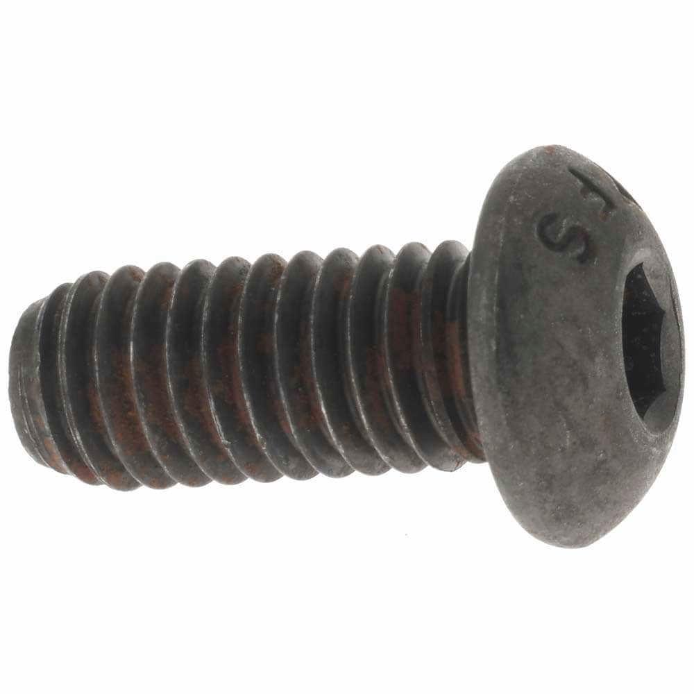 Button Socket Cap Screw: 3/8-16 x 7/8, Alloy Steel, Black Oxide Coated