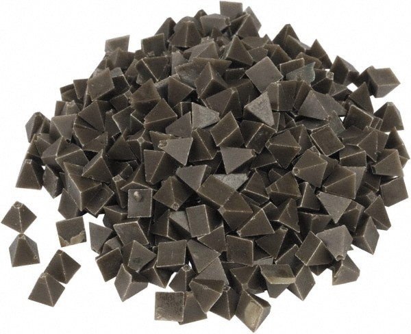 Pyramid Tumbling Media: Plastic Carrier, Aluminum Oxide Abrasive, 1/4