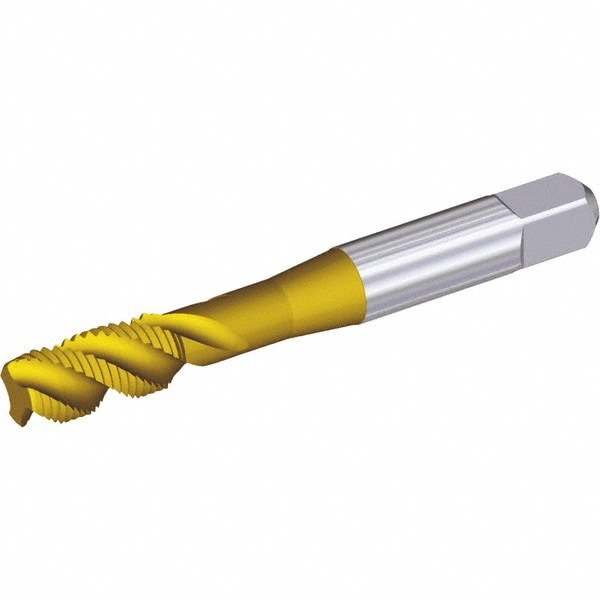 Spiral Flute Tap: M10x1.50 Metric, 3 Flutes, Modified Bottoming, 6HX Class of Fit, Powdered Metal, TiN/CrC/C Coated