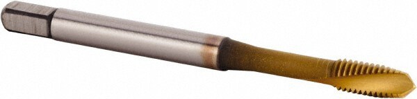 Spiral Flute Tap: M5x0.80 Metric, 2 Flutes, Plug, 6HX Class of Fit, Powdered Metal, TiCN/TiN Coated