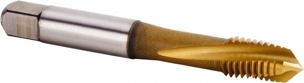 Spiral Flute Tap: M8x1.25 Metric, 3 Flutes, Plug, 6HX Class of Fit, Powdered Metal, TiCN/TiN Coated