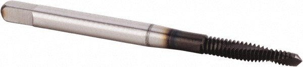 Spiral Flute Tap: #4-40 UNC, 2 Flutes, Plug, 2BX Class of Fit, Powdered Metal, TiN/CrC/C Coated