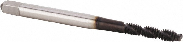 Spiral Flute Tap: #2-56 UNC, 2 Flutes, Modified Bottoming, 3BX Class of Fit, Powdered Metal, TiN/CrC/C Coated