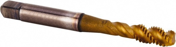 Spiral Flute Tap: M6x1.00 Metric, 3 Flutes, Modified Bottoming, 6HX Class of Fit, Powdered Metal, TiCN/TiN Coated